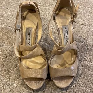 Jimmy choo strappy gold shimmer heels size 36